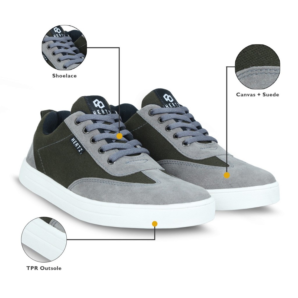 HIJAU Hertz - รองเท้าผ้าใบผู้ชาย H 3247 Hertz ยี่ห้อกีฬารองเท้าผ้าใบรองเท้าทํางานรองเท้าวิทยาลัยคุณภ