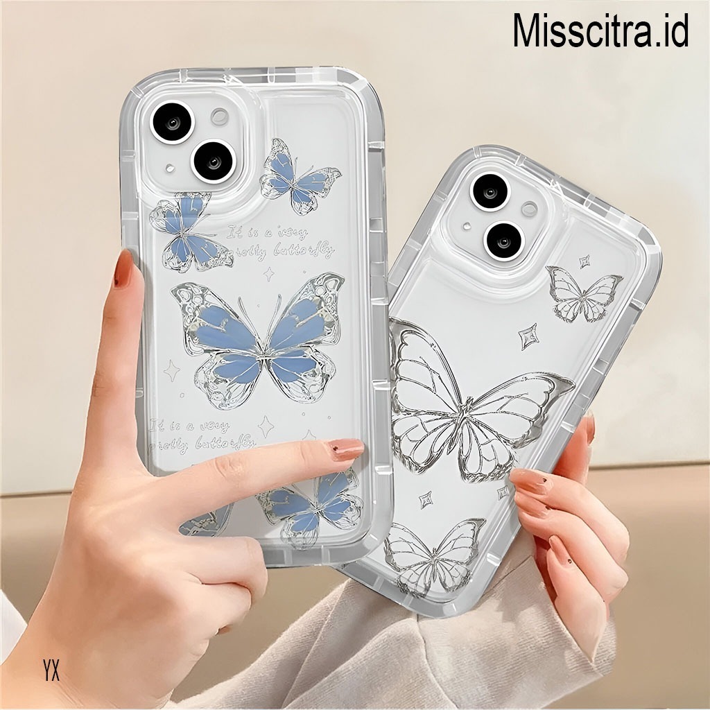 YX221 SOFTCASE CASING BUTTERFLY สีฟ้าและสีดําสําหรับ INFINIX SMART 5 6 6+ 7 8 9 ร้อน 9 10 11s 12 12i