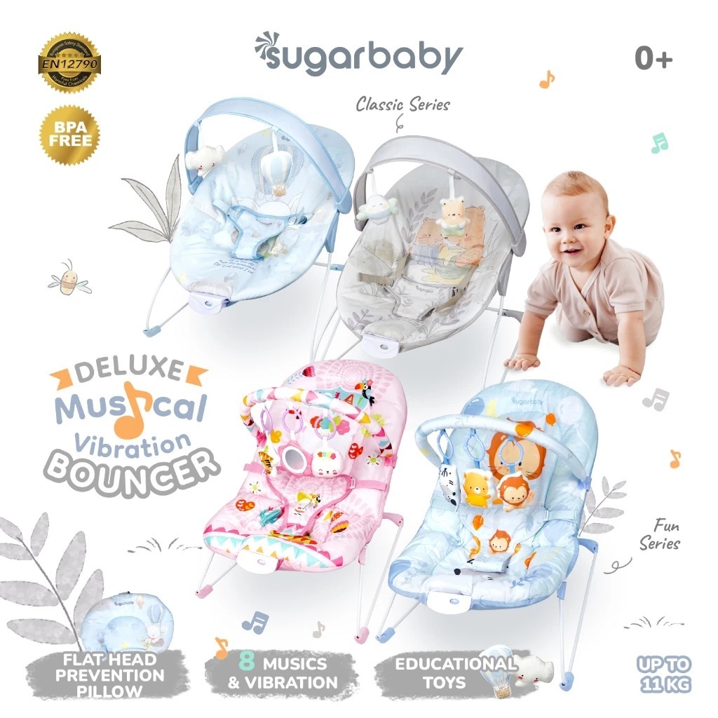 ใหม่ Bouncer Sugar Baby New Deluxe Musical Vibration Bouncer/Baby Swing/Baby Bouncer