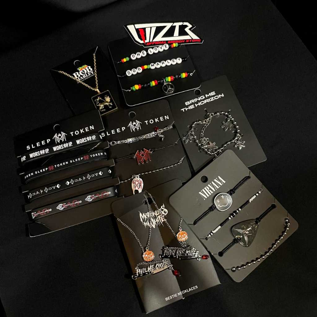 สร้อยข้อมือ (สร้อยข้อมือ)/สร้อยคอ (สร้อยคอ) NIRVANA BOB MARLEY SL33P T0K3N BMTH MOTIONLESS IN WHITE