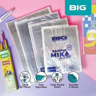 BIG Sampul Buku Plastik Mika Tebal 60 Mikron Ukuran Boxy Kwarto LKS Folio All Size