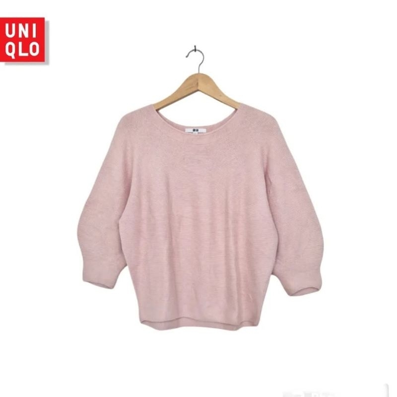 Uniqlo Baby Pink Balloon Sleeve เสื้อไหมพรม O-Neck พรีเมี่ยม (CODE: B55 -05)