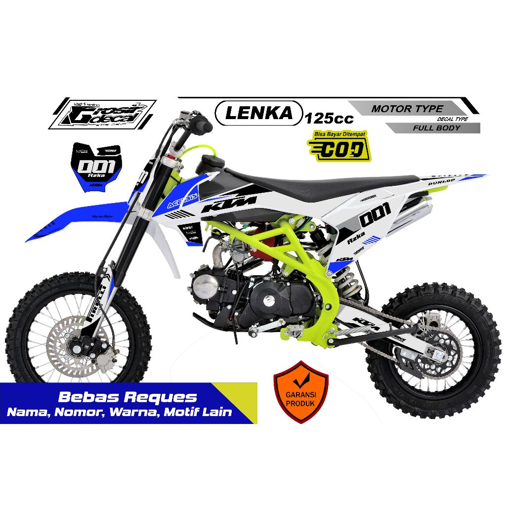 LNKA / SY MOTOS / RFZ 125cc Mini Trail Striping Sticker Full Body Free Request