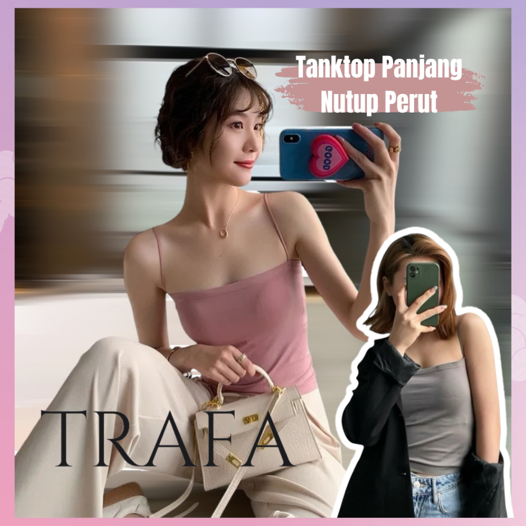 TRAFA Tanktop Basic Tank Top ผู้หญิง Tangtop สไตล์เกาหลี Crop Tanktop ยาว Plain Tanktop