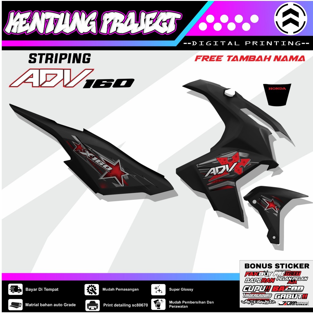 Adv 160 STRIPING - HONDA ADV 160 VARIATION STRIPING STICKER STAR MOTIF