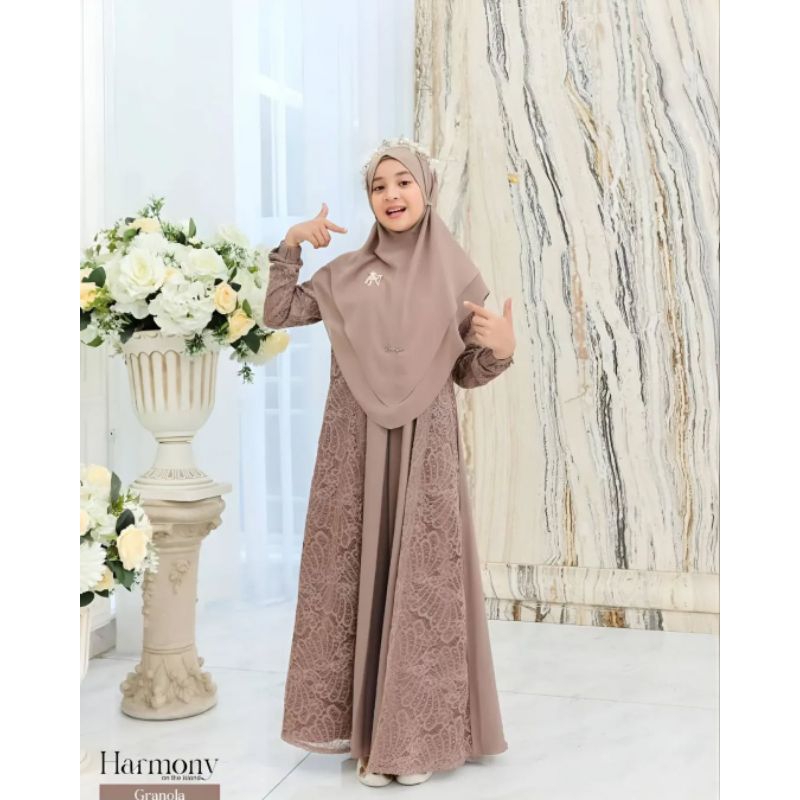 HARMONY ใหม่ล่าสุด GIRLS HIJAB GAMIS SET CRINKLE MIX BROKEN DRESS สําหรับผู้หญิง