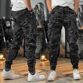 Combat Cargo Jogger Pants black celana joger pria loreng camouflage army doreng
