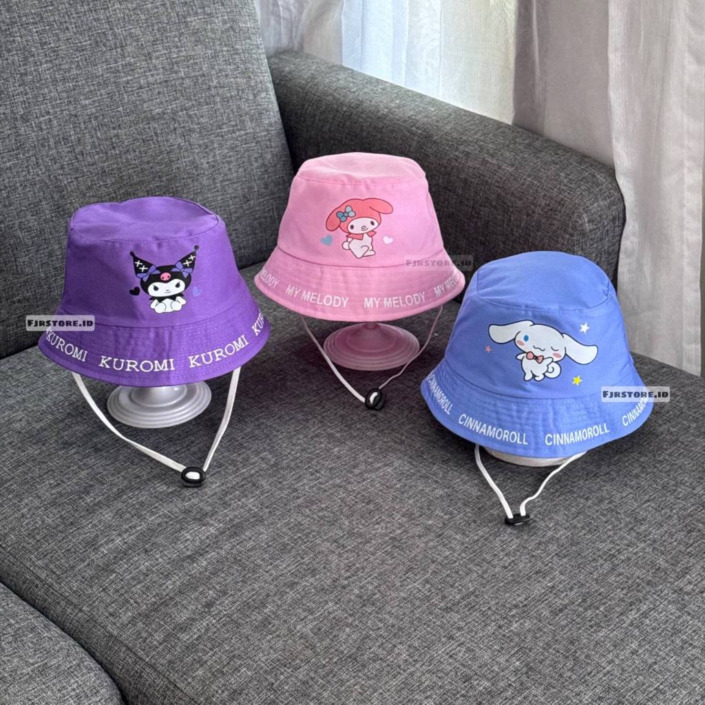 Kids Bucket Hat for Girls with Kuromi Melody Cinnamoroll Motif อายุ 2-9 Years