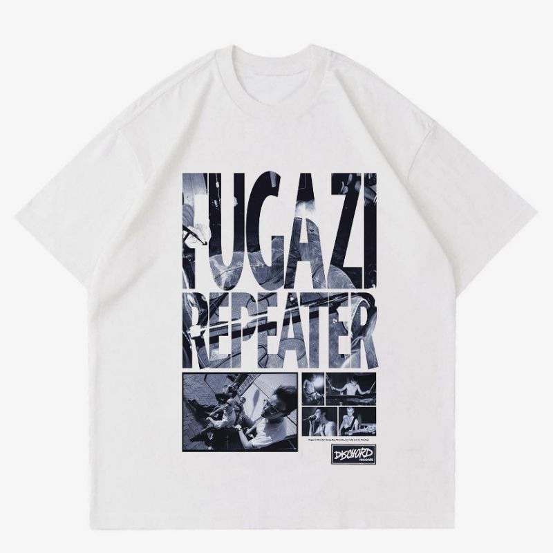 Katun PUTIH Fugazi REPEATER BAND เสื้อยืดสีขาว | เสื้อยืดวงสีขาวผ้าฝ้าย Fugazi UNIVERSAL