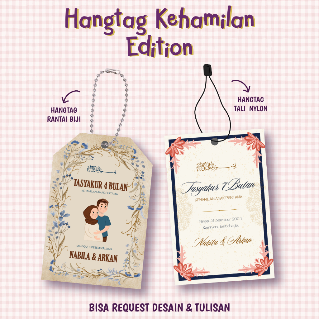 JEESTA - ป้ายห้อยการตั้งครรภ์แบบกําหนดเอง / Aqiqah Hangtag / 4/7 Month Pregnancy Hangtag