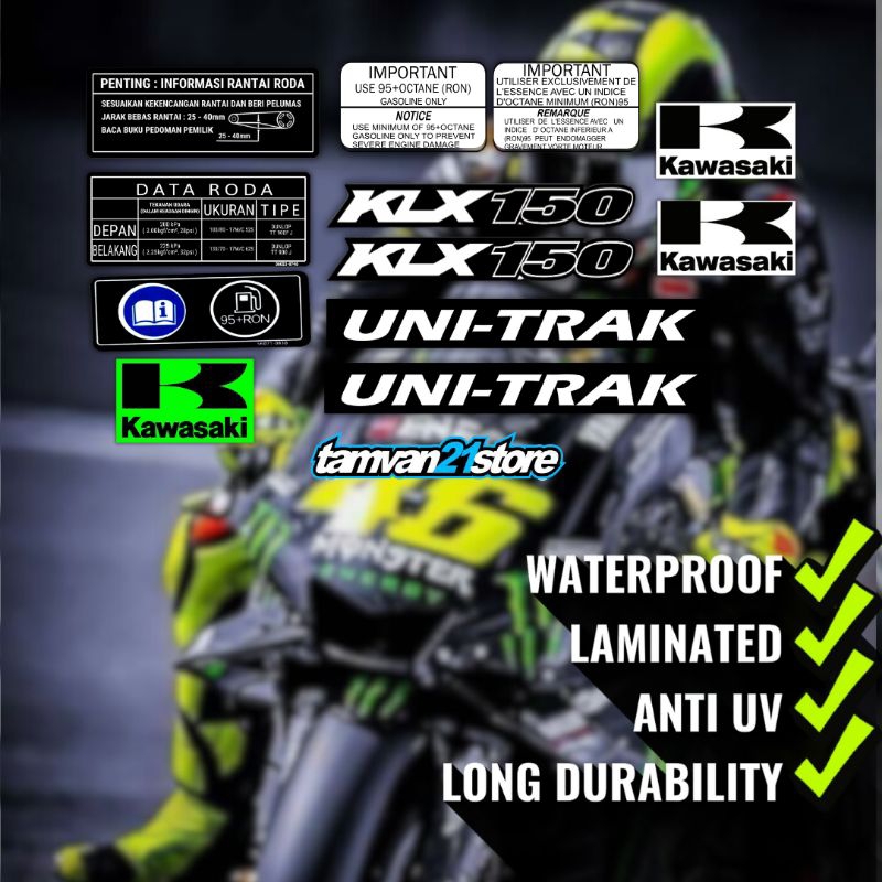 พิมพ์สติ๊กเกอร์ WARNING SET KAWASAKI KLX DTRACKER SERIES 150 / 230 / 250