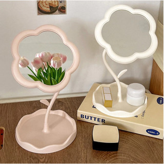 Cermin Bunga Standing Mirror Makeup Rotating Cermin Aesthetic - Stand Mirorr Flower Kaca Meja Rias Serbaguna