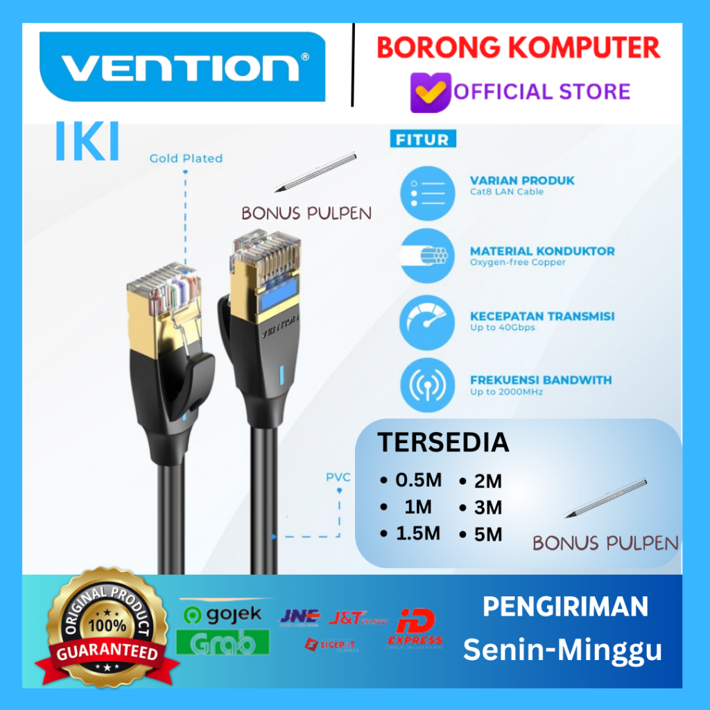 Vention LAN Ethernet RJ45 Cat8 Gigabit Network Patch Cable - KI