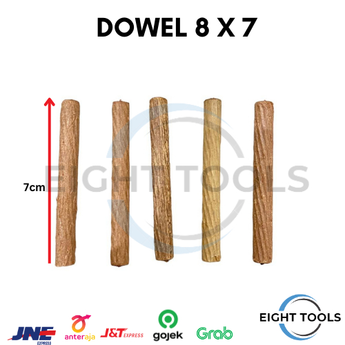 เดือยไม้ขนาด 8 มม. x 70 มม. จํานวน 100 ชิ้น | เดือยใส่มะฮอกกานี | เดือย 8มม