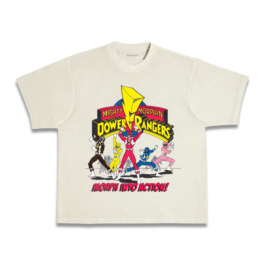 Power Rangers Boxy Tee | ทีม Mighty Morphin Power Rangers Oversize