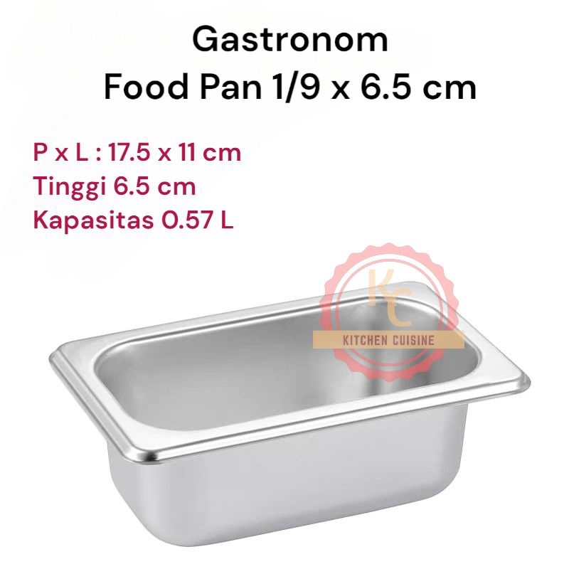 GASTRONOM FOOD PAN 1/9 18 x 12 x 6.5 ซม. / กระทะอาหาร / กระทะ GN / ภาชนะสแตนเลส / อุปกรณ์โรงแรม