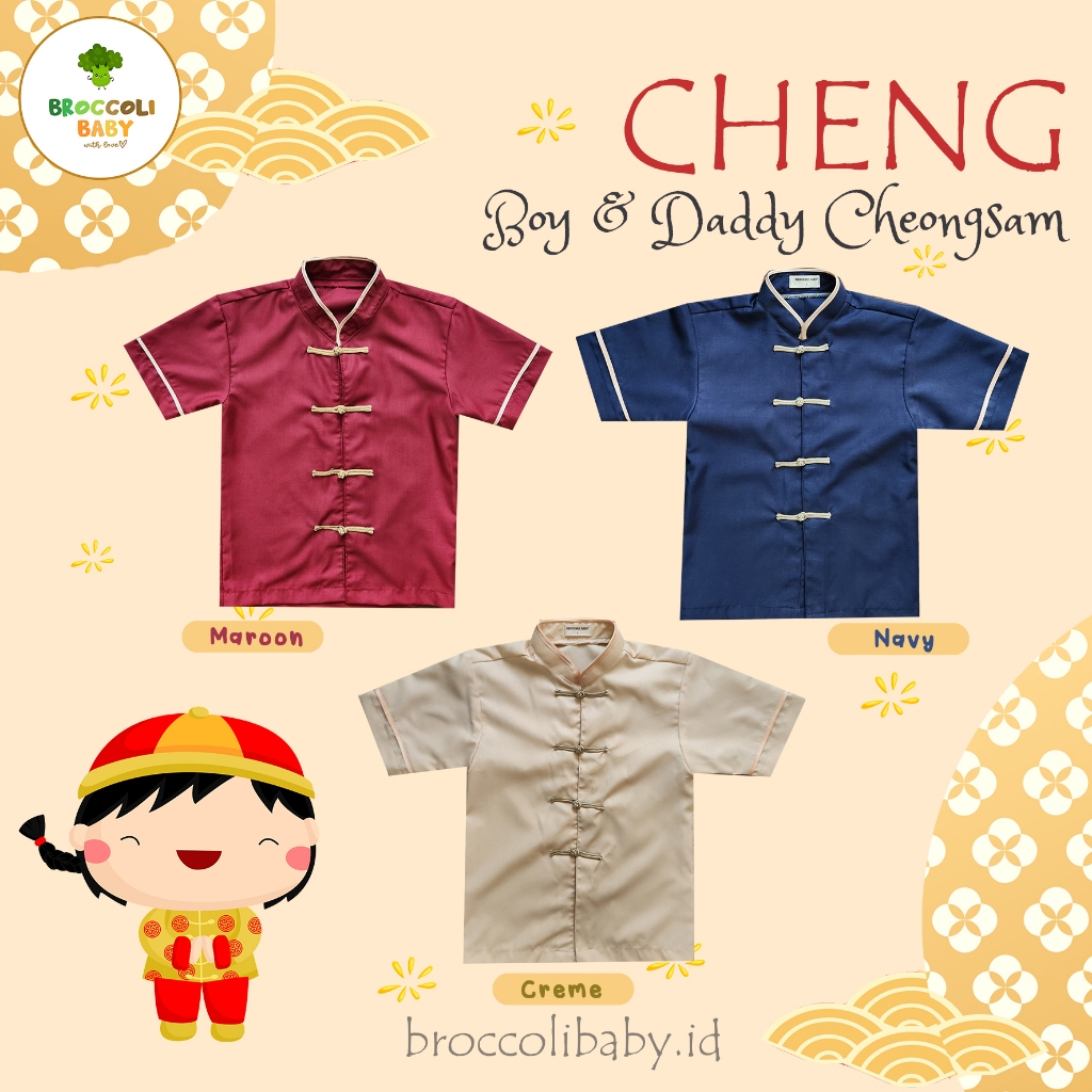 BROCCOLI BABY - ZHENG TOP Cheongsam สําหรับเด็กผู้ชาย Cheongsam Qibao RED