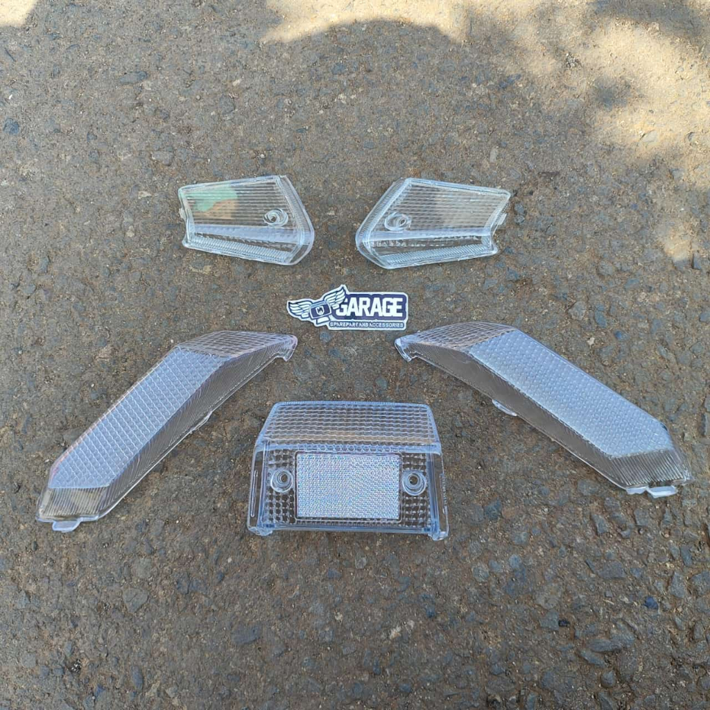 Putih Mika Sein คริสตัลคริสตัลสีขาว Fullset หยุดโคมไฟ Stoplamp ด้านหลังชุด Rinding Sein ด้านหน้าด้านหลัง Suzuki Cristal RC 110 Clear