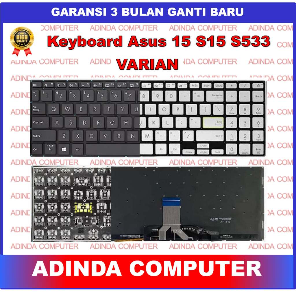 Asus VivoBook 15 S15 S533 X521EQ X521F X521FA X521FL X521IA X521JQ X521U X521UA Silver Backlight Bac