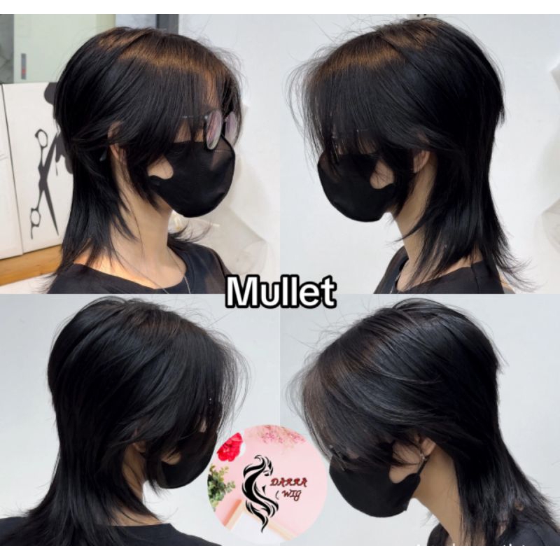 LONG BLACK KOREAN MENS MULLET WIG