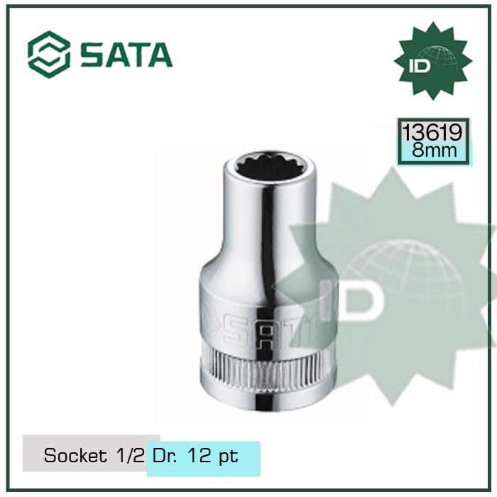 SOCKET 13619 1/2" DR. 12PT. METRIC SOCKET 8MM SATA