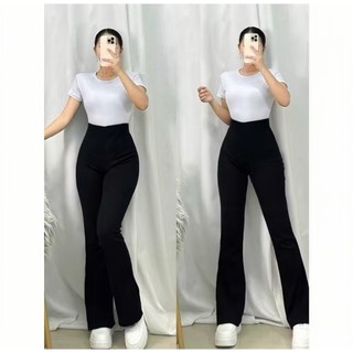 Celana Fit And Flare Pants Cutbray Scuba Pinggang Highwaist Bahan Stretch Melar Elastis Kulot Cutbray Scuba