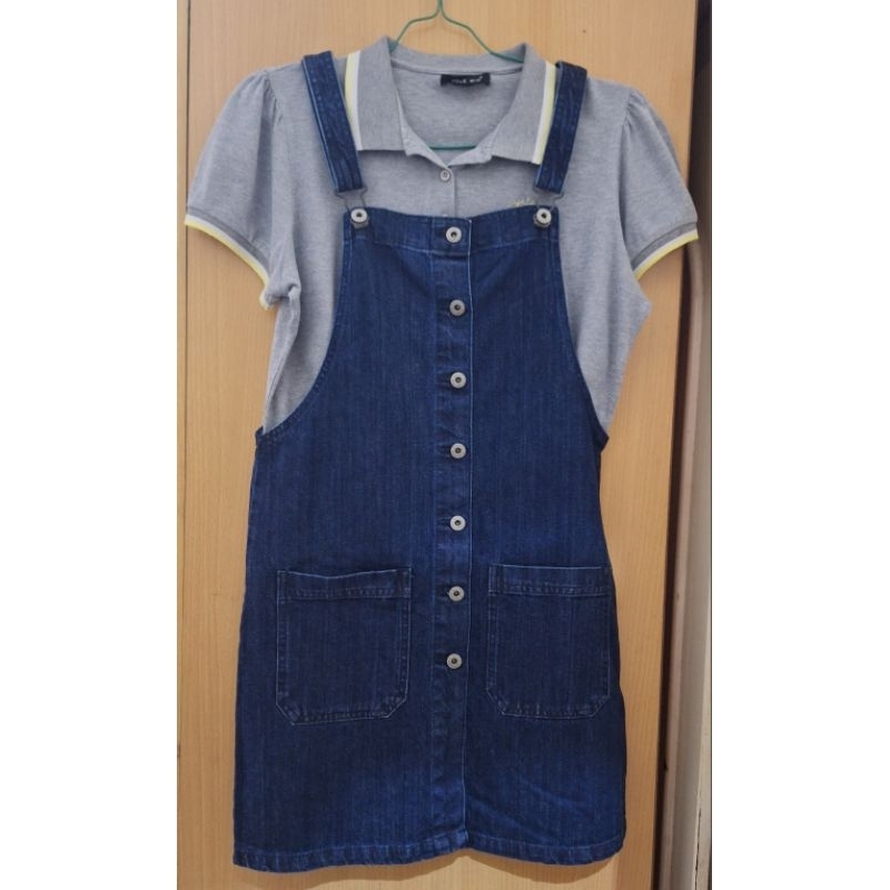 Overall Jean 1 เสื้อยืดใหม่ +preloved 1 เทิร์น
