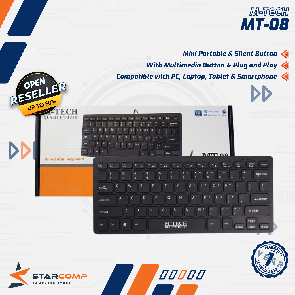 M-Tech MT-08 คีย์บอร์ดขนาดเล็ก USB Multi MT08