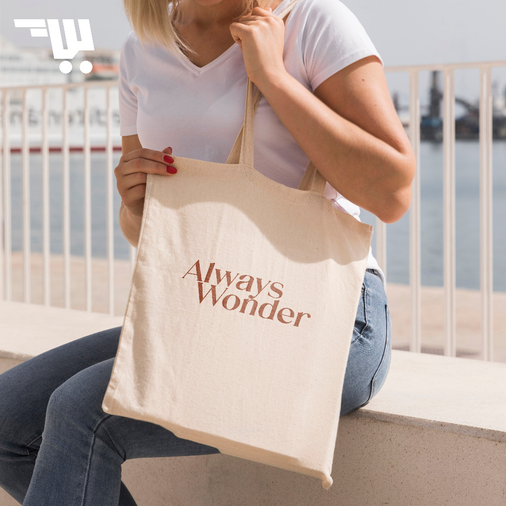 Totebag Always Wonder Canvas Zipper Bag Women Tote Bag
