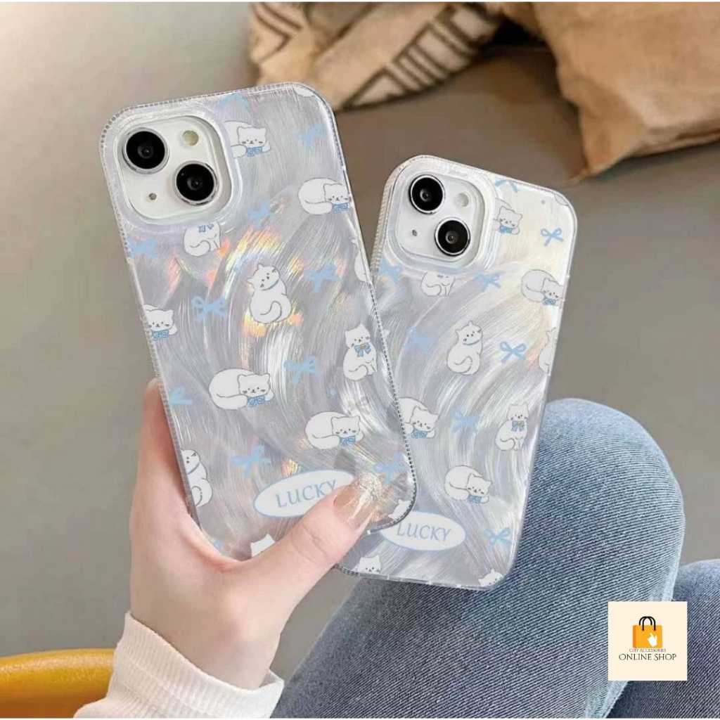 RCI35 น่ารักเงิน HOLOGRAM AESTHETIC SILVER FEATHER RIBBON PAINT INFINIX HOT 60 60i หมายเหตุ 50 50S ห