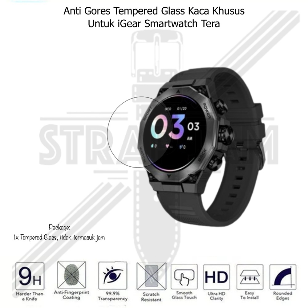 LAYAR Anti-Scratch iGear Smartwatch Tera - กระจกเทมเปอร์ปกป้องหน้าจอปกป้องหน้าจอ