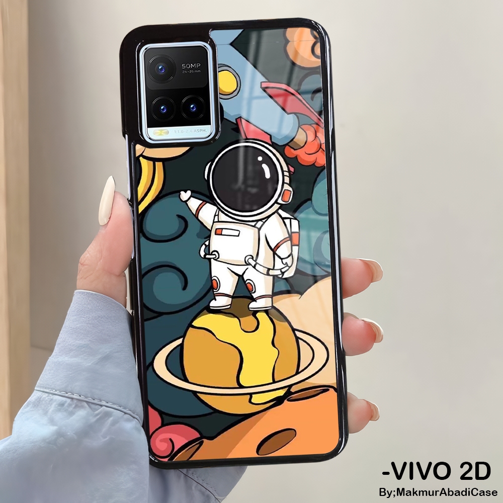 Hardcase Glossy 2D Case Vivo Y21 Y21A Y21S Y21T Y33T Y33S Casing Vivo - Case Motif Galaxy Astronaut