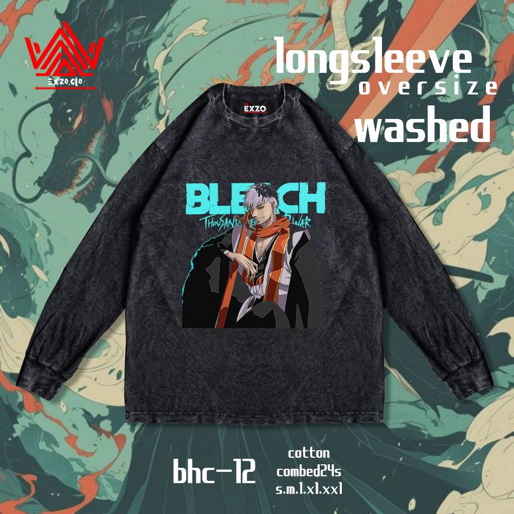 เสื้อยืด EXZO ANIME BLEACH VOL2 WASH LONGSLEEVE |ผ้าฝ้ายหวี| เสื้อยืด LONG SLEEVED เสื้อยืด BLEACH