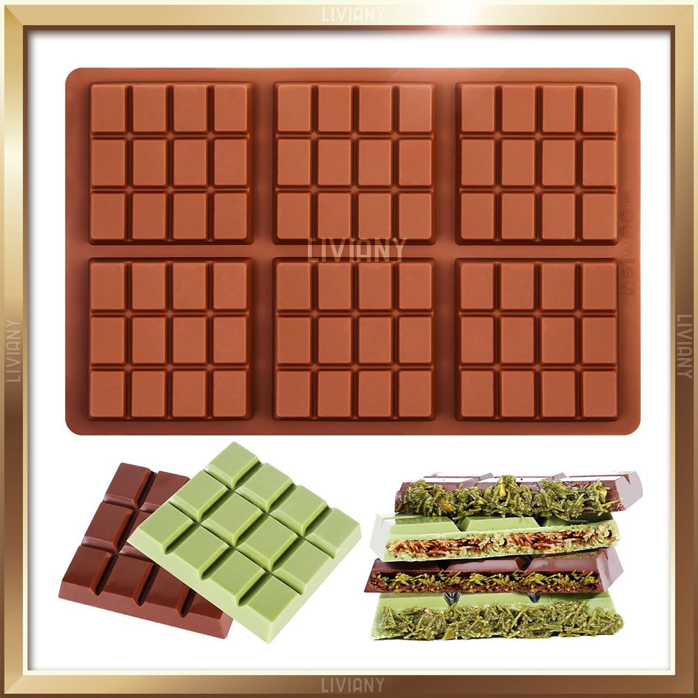 Viral Dubai Chocolate Silicone Mold Square Box, Silicone Mold Pistachio Kunaf Chocolate Bar Square 6