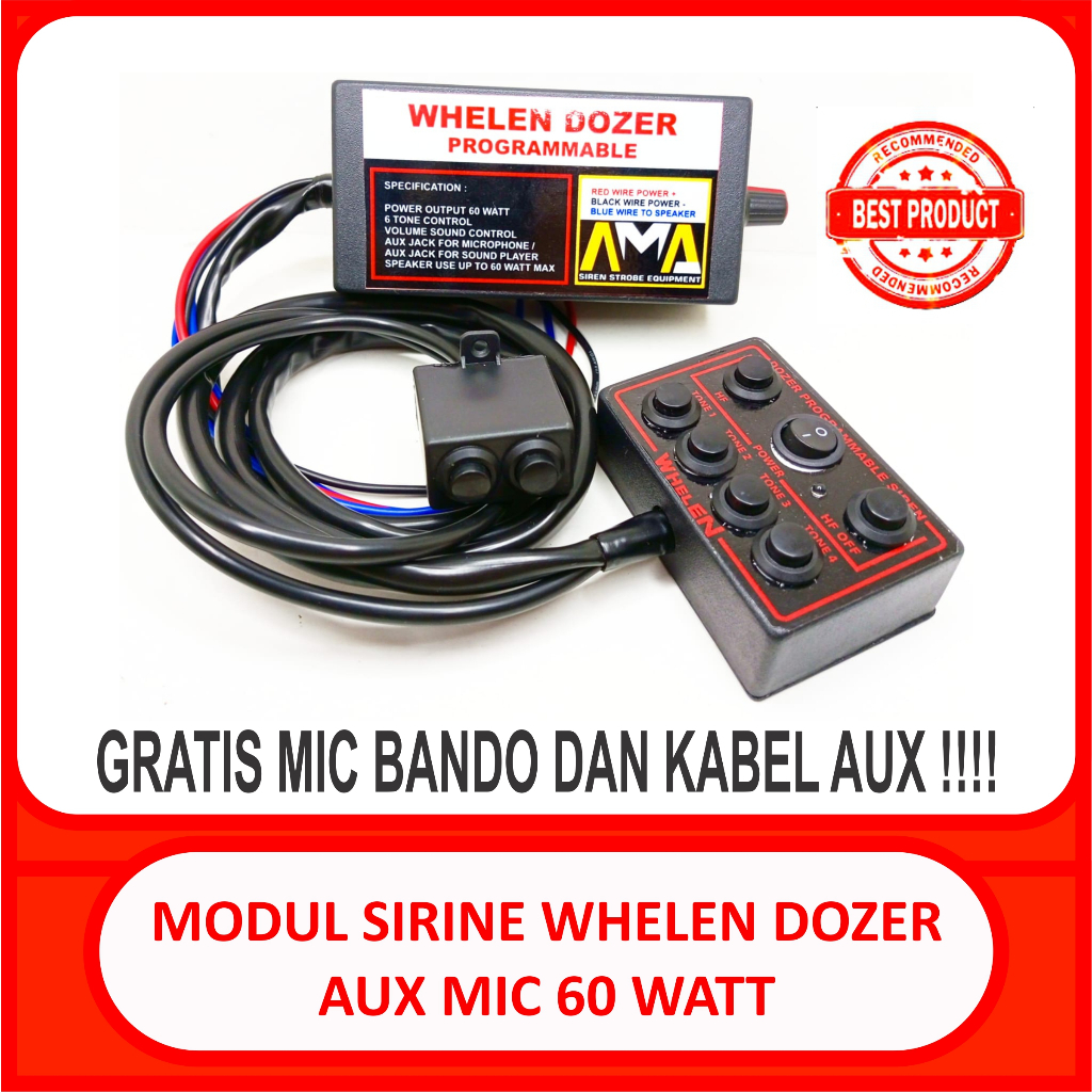 Whelen dozer kring โมดูลระดับเสียงไมโครโฟน aux 60 วัตต์