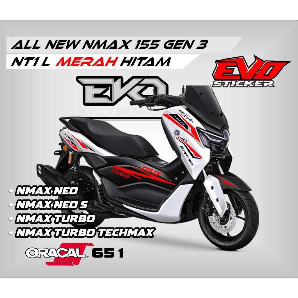 ใหม่ NMAX NEO WHITE STICKER NMAX NEW TURBO CUTTING STICKER 2024 2025 NT1