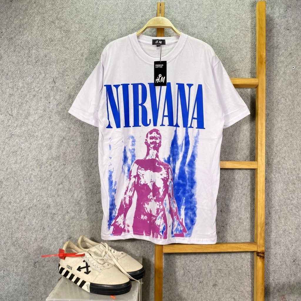 เสื้อยืด H&m NIRVANA SILVER WHITE TSHIRT