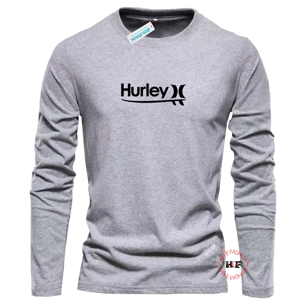 KATUN Haye Fashion - T Shirt Distro Cool Hurley เสื้อยืดแขนยาวสีดําเสื้อยืดผ้าฝ้ายล่าสุด 30s