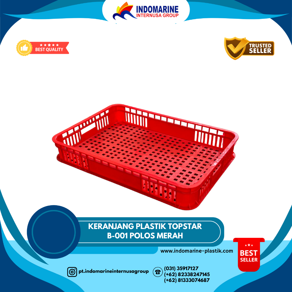 MERAH TOPSTAR B-001 ตะกร้าพลาสติกสีแดง