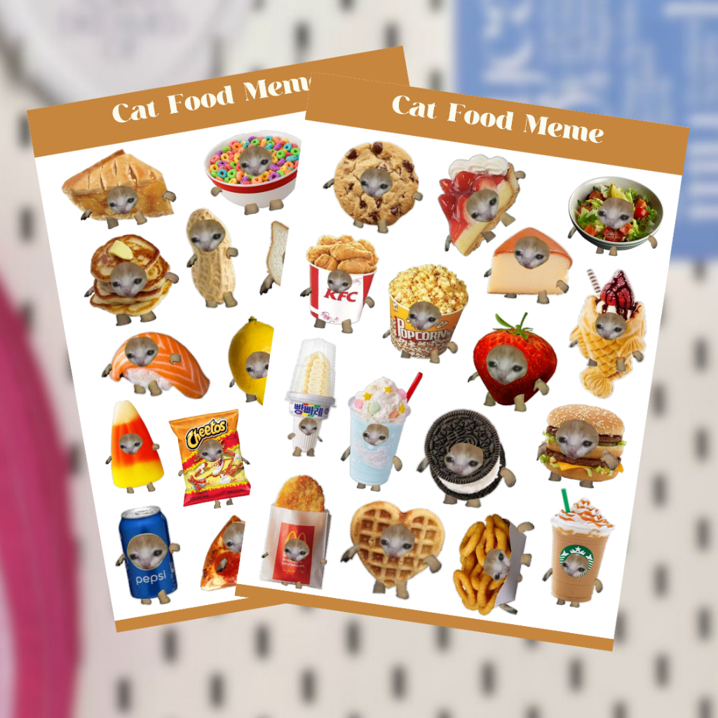 CAT MEME DECO STICKER SHEET / DECO STICKER VINTAGE RETRO AESTHETIC สําหรับ JORNALING