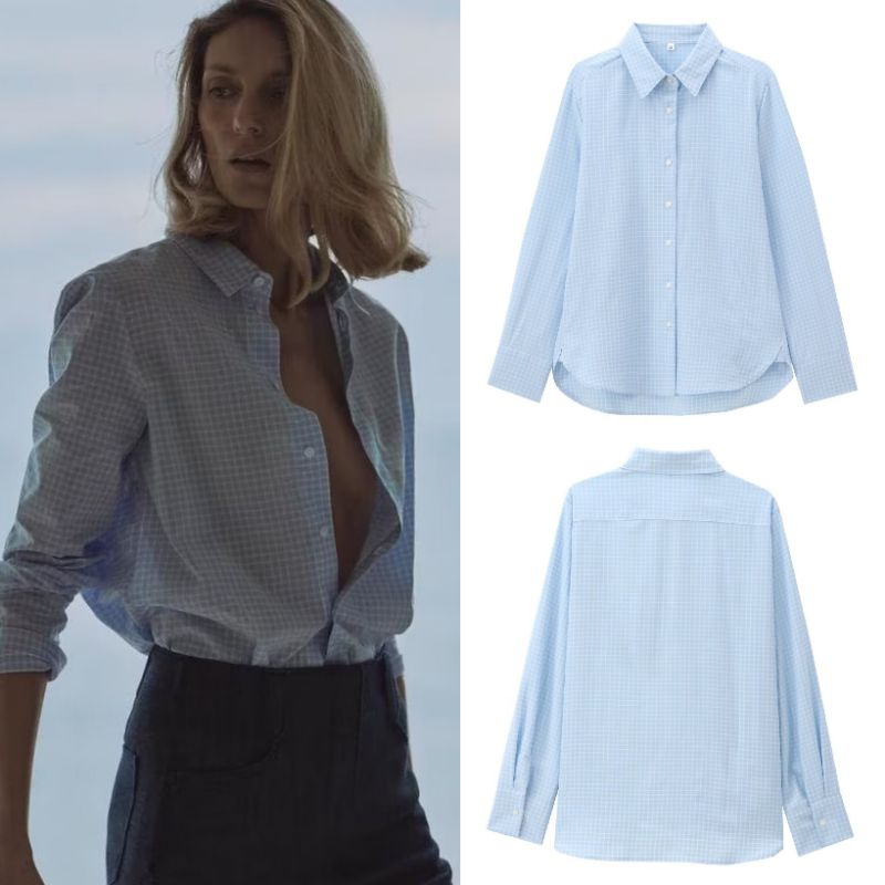 เสื้อตารางสีฟ้า 76428 (TA)