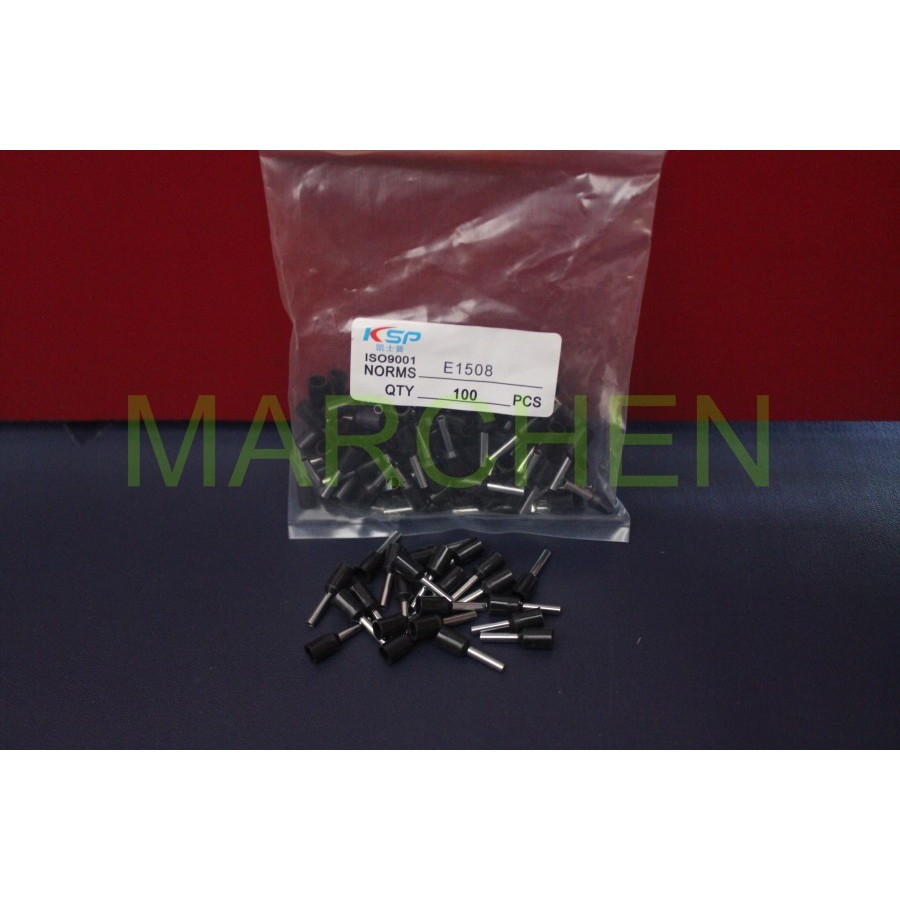 FERRULES E-1508 สีดําหุ้มฉนวน 1.5 มม. 1.5 มม. สาย SKUN FORT