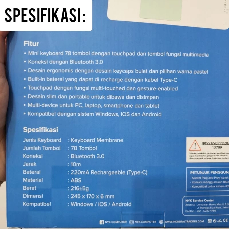 คีย์บอร์ดบลูทูธพร้อมทัชแพด NYK K60 thumbnail 4
