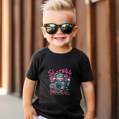 เสื้อผ้าเด็ก sเล่นสเก็ตหมีเสื้อยืด Karun หวี 30s