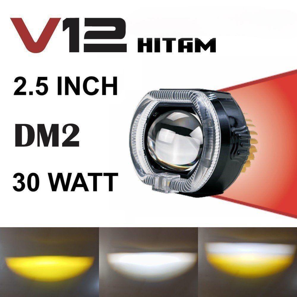 2.5 นิ้วสีดํา LED ไฟหน้า 2.5 นิ้ว BiLED Ala โปรเจคเตอร์โปรเจคเตอร์โปรเจคเตอร์ V12 DM2 รถสีดํารถจักรยานยนต์