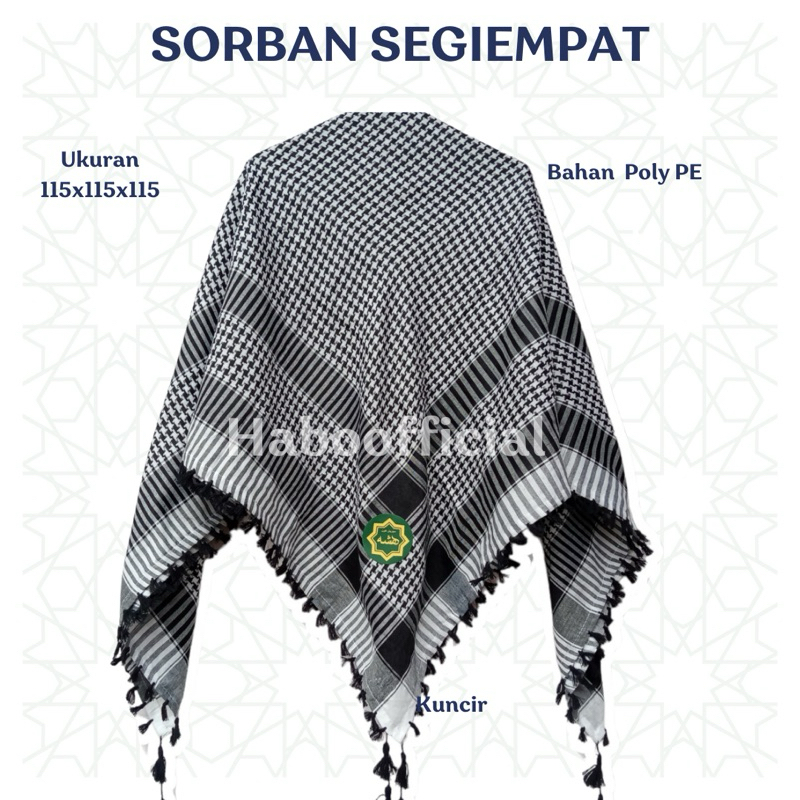 SQUARE ADULT TURBAN / ARABIC TURBAN / HAJJ SOUVENIRS