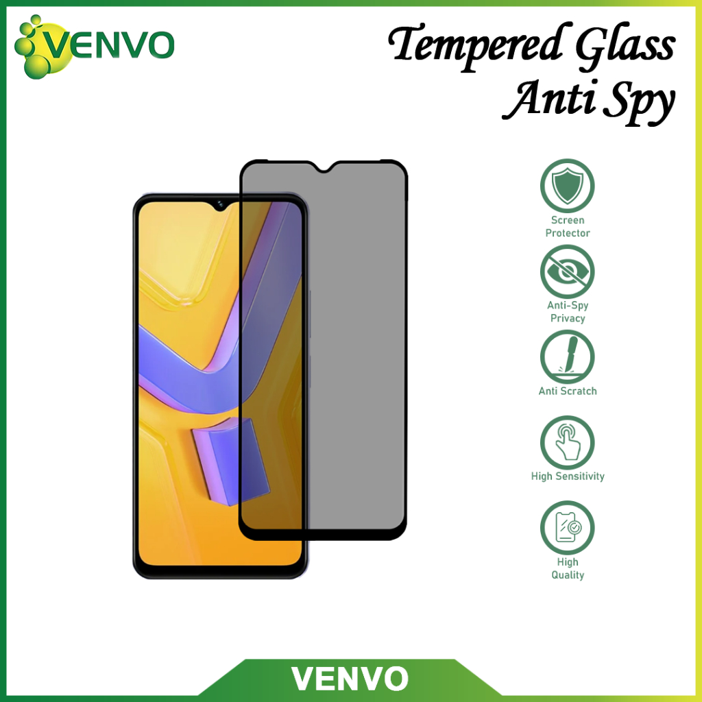 VENVO - กระจกนิรภัย Anti Spy Vivo Iqoo Z9 Z9X S1 S1 Pro T1 5G T1 Pro Y91C Y1S V7 Plus V9 V9 Pro V11 