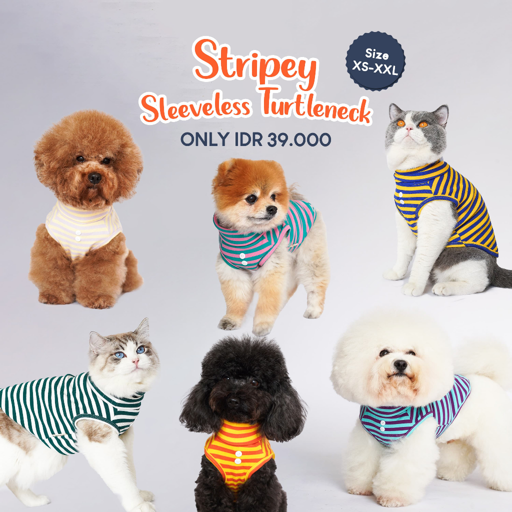 Pawlovin - เสื้อคอเต่า Dog & Cat Stripey