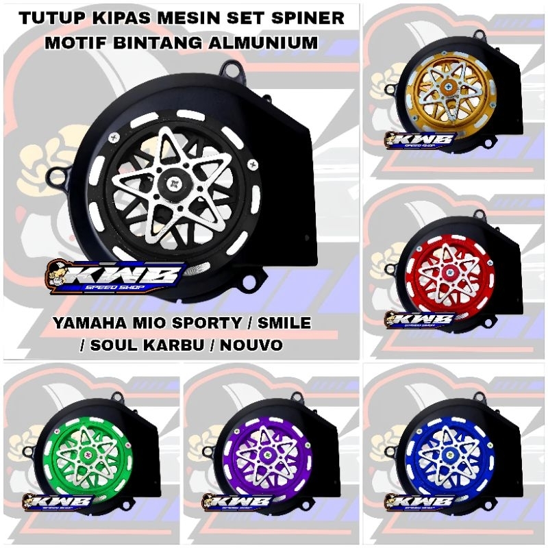 MESIN ชุดฝาครอบพัดลมเครื่องยนต์ Spinner star motif อลูมิเนียม cnc yamaha mio sporty / mio smile / mio soul คาร์บูเรเตอร์ / nouvo 5tl