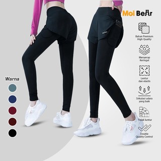 MOI Celana Legging Running Pendek 2in1 Pria Wanita Legging Hotpants Panjang Olahraga Running Lari Fitnes Senam Zumba Badminton Outdoor Sport